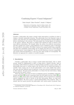 Combining Experts' Causal Judgments
