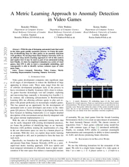 A Metric Learning Approach to Anomaly Detection in Video Games