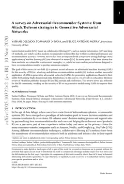 A survey on Adversarial Recommender Systems: from Attack/Defense
  strategies to Generative Adversarial Networks