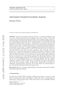 Adversarial Canonical Correlation Analysis