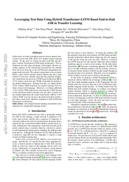 Leveraging Text Data Using Hybrid Transformer-LSTM Based End-to-End ASR
  in Transfer Learning