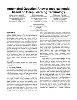 Automated Question Answer medical model based on Deep Learning
  Technology