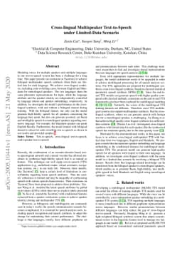 Cross-lingual Multispeaker Text-to-Speech under Limited-Data Scenario