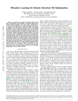 Off-policy Learning for Remote Electrical Tilt Optimization
