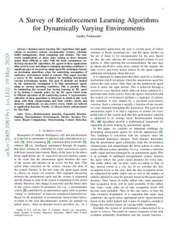 A Survey of Reinforcement Learning Algorithms for Dynamically Varying
  Environments