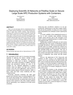 Deploying Scientific AI Networks at Petaflop Scale on Secure Large Scale
  HPC Production Systems with Containers