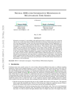 Neural ODEs for Informative Missingness in Multivariate Time Series