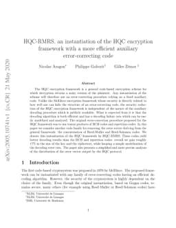 HQC-RMRS, an instantiation of the HQC encryption framework with a more
  efficient auxiliary error-correcting code