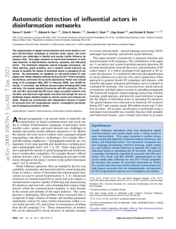 Automatic Detection of Influential Actors in Disinformation Networks
