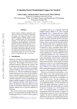 Evaluating Neural Morphological Taggers for Sanskrit