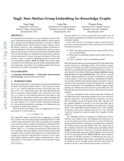 NagE: Non-Abelian Group Embedding for Knowledge Graphs
