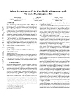 Robust Layout-aware IE for Visually Rich Documents with Pre-trained
  Language Models