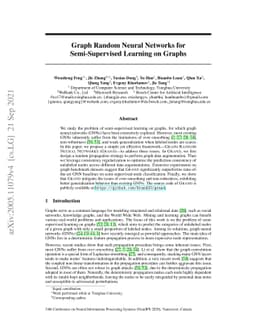 Graph Random Neural Network for Semi-Supervised Learning on Graphs