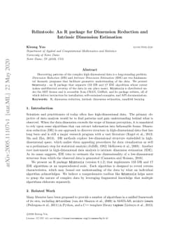 Rdimtools: An R package for Dimension Reduction and Intrinsic Dimension
  Estimation