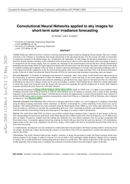 Convolutional Neural Networks applied to sky images for short-term solar
  irradiance forecasting