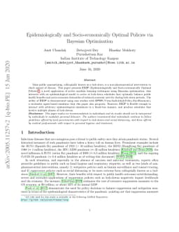 Epidemiologically and Socio-economically Optimal Policies via Bayesian
  Optimization