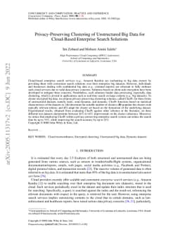 Privacy-Preserving Clustering of Unstructured Big Data for Cloud-Based
  Enterprise Search Solutions