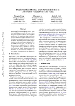 Transformer-based Context-aware Sarcasm Detection in Conversation
  Threads from Social Media