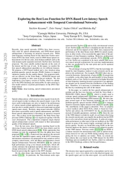 Exploring the Best Loss Function for DNN-Based Low-latency Speech
  Enhancement with Temporal Convolutional Networks
