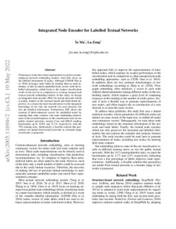 Integrated Node Encoder for Labelled Textual Networks