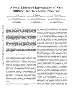 A Novel Distributed Representation of News (DRNews) for Stock Market
  Predictions