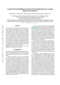 Acoustic Word Embedding System for Code-Switching Query-by-example
  Spoken Term Detection