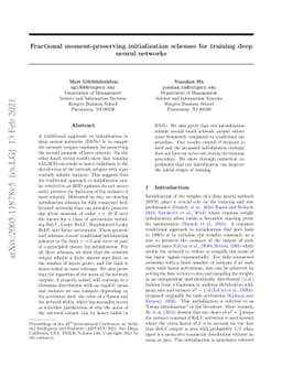 Fractional moment-preserving initialization schemes for training deep
  neural networks