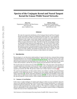 Spectra of the Conjugate Kernel and Neural Tangent Kernel for
  linear-width neural networks