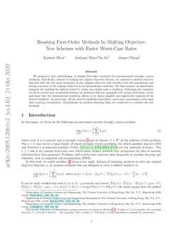 Boosting First-Order Methods by Shifting Objective: New Schemes with
  Faster Worst-Case Rates