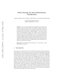 Policy Entropy for Out-of-Distribution Classification