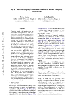 NILE : Natural Language Inference with Faithful Natural Language
  Explanations