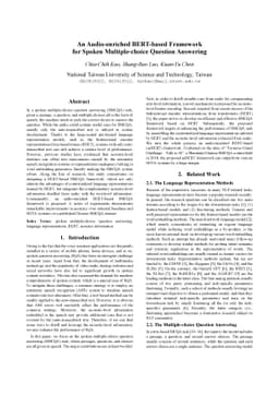 An Audio-enriched BERT-based Framework for Spoken Multiple-choice
  Question Answering
