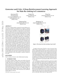 Generator and Critic: A Deep Reinforcement Learning Approach for Slate
  Re-ranking in E-commerce
