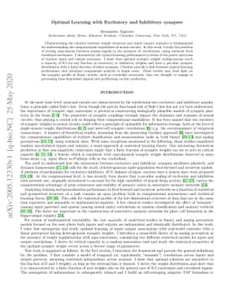 Optimal Learning with Excitatory and Inhibitory synapses