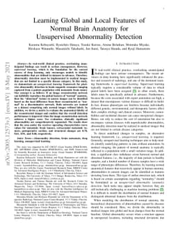 Learning Global and Local Features of Normal Brain Anatomy for
  Unsupervised Abnormality Detection
