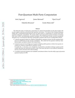 Post-Quantum Multi-Party Computation