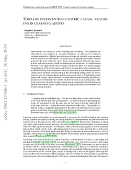Towards intervention-centric causal reasoning in learning agents
