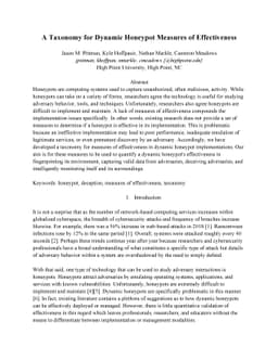 A Taxonomy for Dynamic Honeypot Measures of Effectiveness