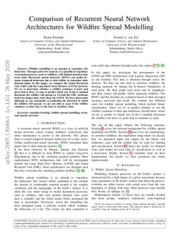 Comparison of Recurrent Neural Network Architectures for Wildfire Spread
  Modelling