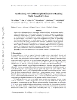 Euclideanizing Flows: Diffeomorphic Reduction for Learning Stable
  Dynamical Systems