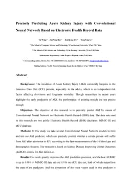Precisely Predicting Acute Kidney Injury with Convolutional Neural
  Network Based on Electronic Health Record Data