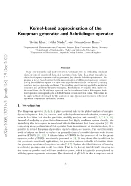 Kernel-based approximation of the Koopman generator and Schrödinger
  operator