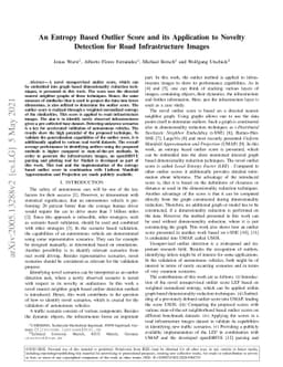An Entropy Based Outlier Score and its Application to Novelty Detection
  for Road Infrastructure Images