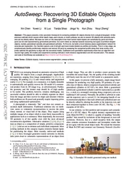 AutoSweep: Recovering 3D Editable Objectsfrom a Single Photograph