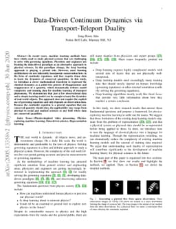 Data-Driven Continuum Dynamics via Transport-Teleport Duality