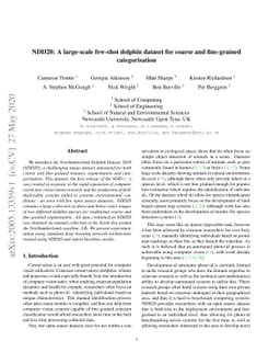 NDD20: A large-scale few-shot dolphin dataset for coarse and
  fine-grained categorisation