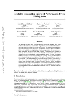 Modality Dropout for Improved Performance-driven Talking Faces