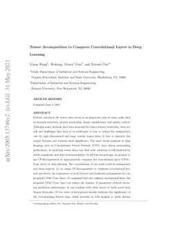 Tensor decomposition to Compress Convolutional Layers in Deep Learning