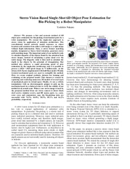 Stereo Vision Based Single-Shot 6D Object Pose Estimation for
  Bin-Picking by a Robot Manipulator