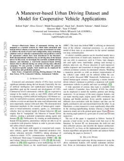 A Maneuver-based Urban Driving Dataset and Model for Cooperative Vehicle
  Applications